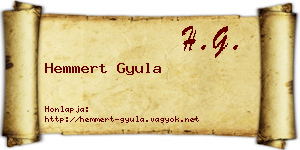 Hemmert Gyula névjegykártya